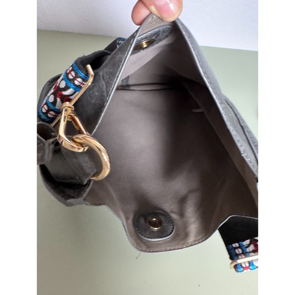 Women's Mini Crossbody Messenger Bag Leather Adjustable Strap Magnetic Snap Gray - Picture 8 of 10